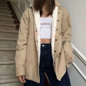 pacsun men’s sherpa-lined jacket in tan